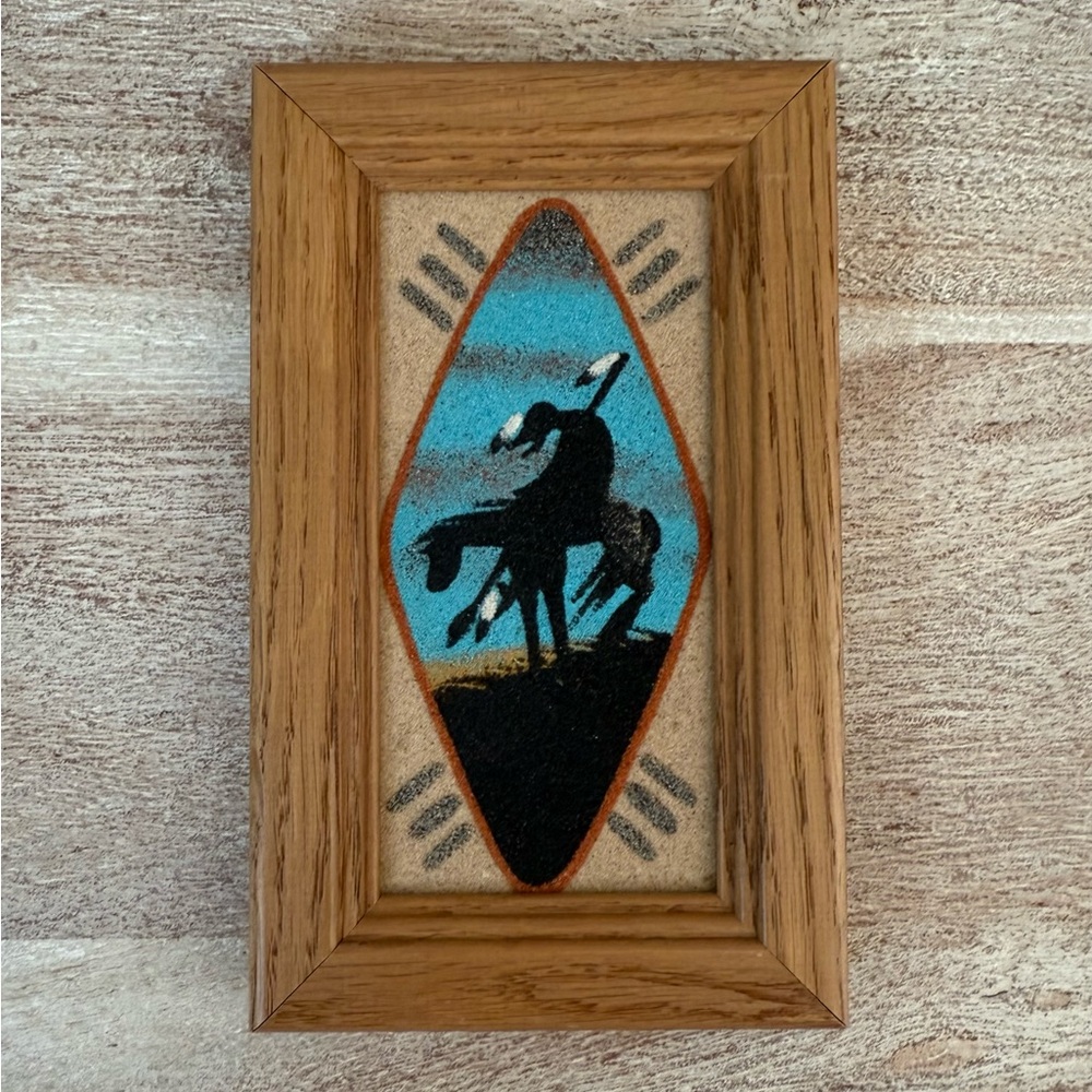 Vintage Decor Navajo Sand Painting “End of the Trail”